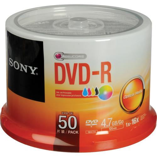 Sony DVD-R 4.7 GB White Inkjet Printable Recordable Discs