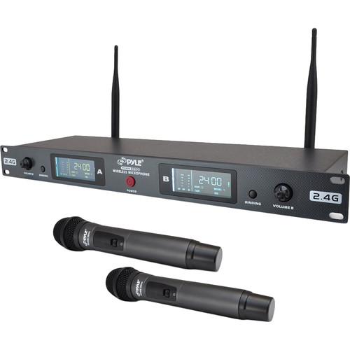 Pyle Pro 2.4 GHz Rackmount Dual Wireless Handheld Microphone System