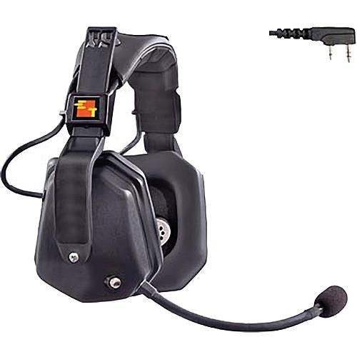 Eartec Ultra Double Headset with 2-Pin Shell Mount PTT Connector for Kenwood 2-Way Radios