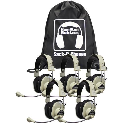 HamiltonBuhl Sack-O-Phones 5 x HA-66M Deluxe Multimedia Headphones with Microphone