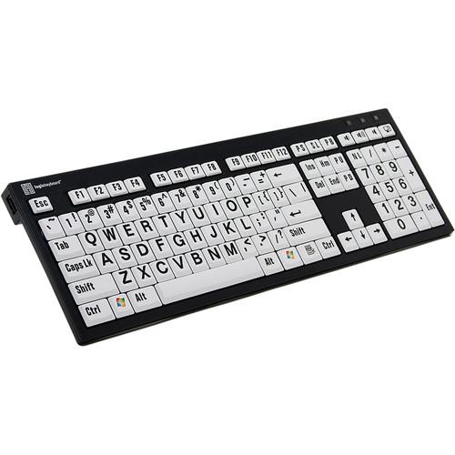 LogicKeyboard XL Print NERO PC Slim Line Black on White Keyboard