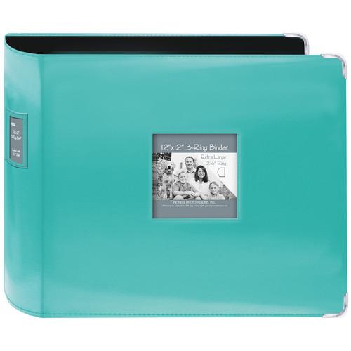 Pioneer Photo Albums T-12JF 12x12" 3-Ring Binder Sewn Leatherette Silver Tone Corner Scrapbook