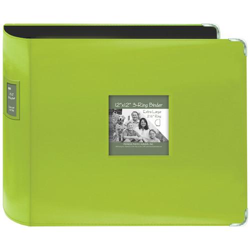 Pioneer Photo Albums T-12JF 12x12" 3-Ring Binder Sewn Leatherette Silver Tone Corner Scrapbook