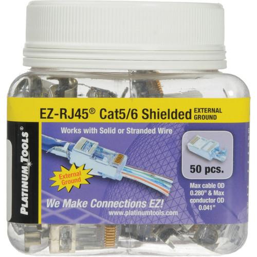Platinum Tools Shielded EZ-RJ45 Connectors for CAT5e & CAT6 with External Ground