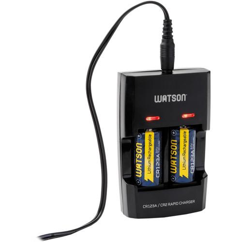 Watson Dual Rapid Charger for 3V CR123A and CR2 Lithium Batteries with 2 CR123A Batteries