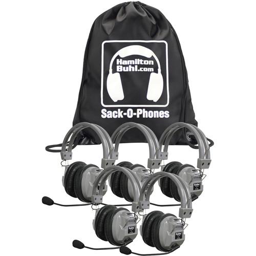 HamiltonBuhl Sack-O-Phones 5 x HA7M Deluxe Multimedia Headphones with Microphone