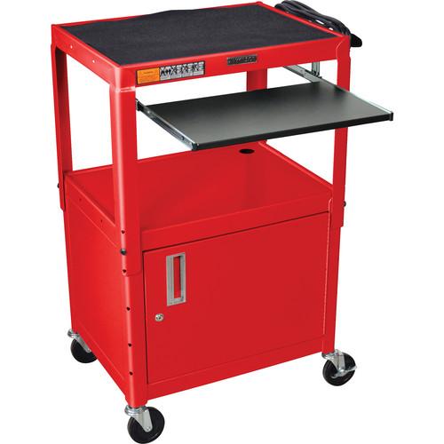 Luxor W42ACE Height Adjustable Steel A V Cart with Cabinet & 2 Shelves