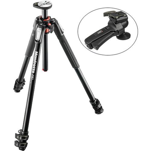 Manfrotto MT190XPRO3 Aluminum Tripod Kit with 322RC2 Grip Action Ball Head and Quick Release System