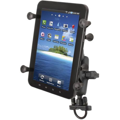 RAM MOUNTS Handlebar Rail Mount with U-Bolt Base and Universal X-Grip Cradle for 7" Tablets