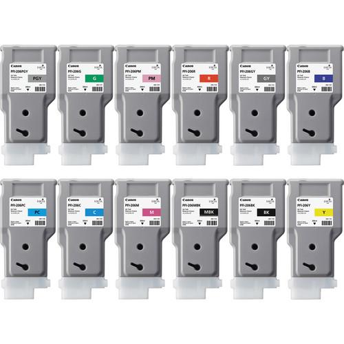 Canon PFI-206 12-Color Ink Kit imagePROGRAF iPF6400 and iPF6450 Printers