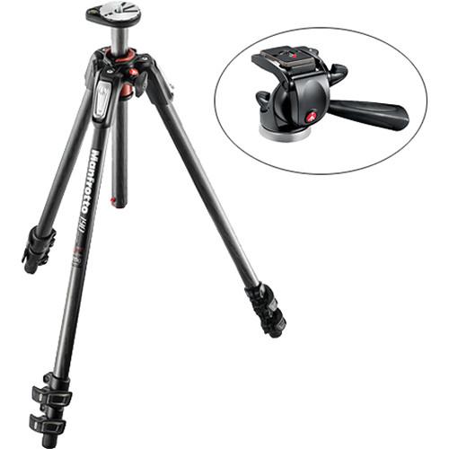 Manfrotto MT190CXPRO3 Carbon Fiber Tripod Kit with 391RC2 Junior 3-Way Pan Tilt Head and RC2 Quick Release System