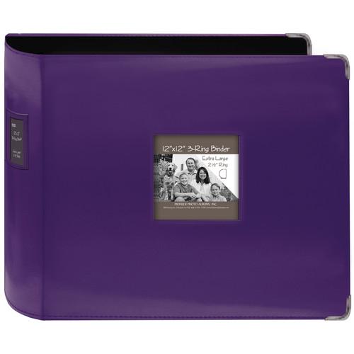 Pioneer Photo Albums T-12JF 12x12" 3-Ring Binder Sewn Leatherette Silver Tone Corner Scrapbook
