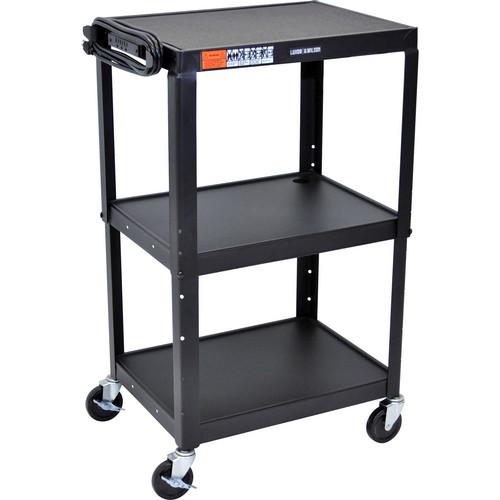 Luxor W42A Adjustable Steel AV Cart with 3 Shelves