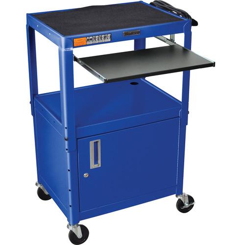 Luxor W42ACE Height Adjustable Steel A V Cart with Cabinet & 2 Shelves