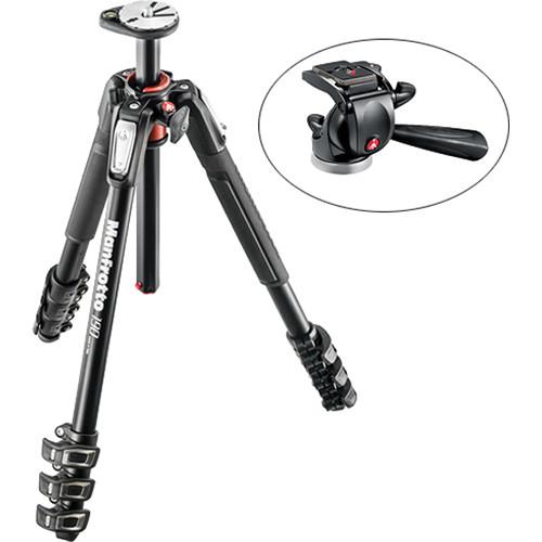 Manfrotto MT190XPRO4 Aluminum Tripod Kit with 391RC2 Junior 3-Way Pan Tilt Head and RC2 Quick Release System