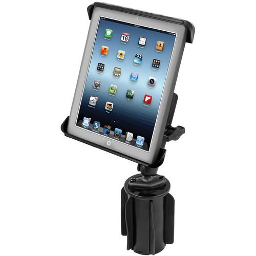 RAM MOUNTS RAM-A-CAN II Universal Cup Holder Mount with Long Double Socket Arm & Tab-Tite Universal Clamping Cradle for iPad 1 2 3 4