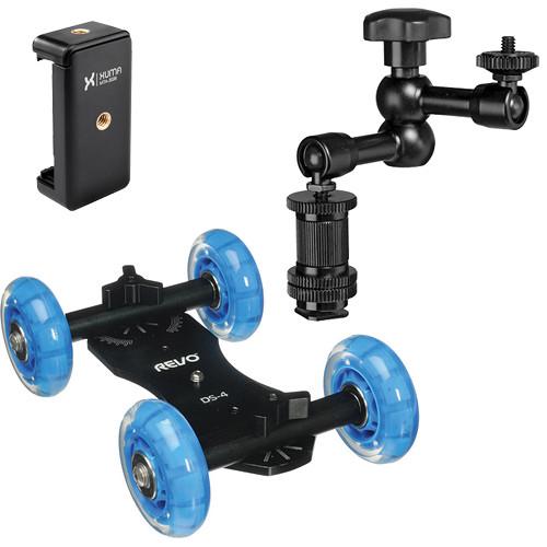 Revo Quad Skate Dolly, Smartphone Mount, and Articulating Arm Kit