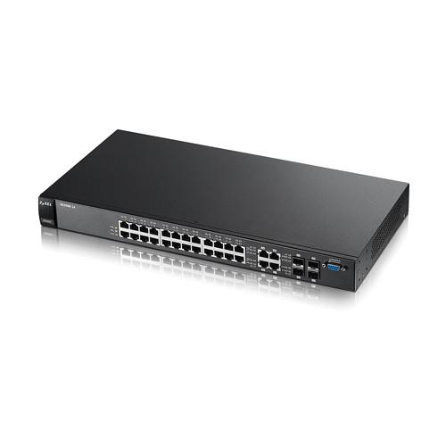 ZyXEL 24-Port Layer 2 FE Managed Switch with 4 x Dual Personality GbE Uplink