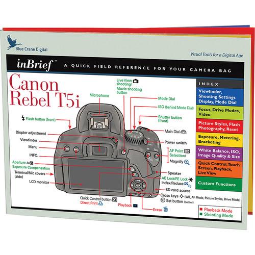 Blue Crane Digital Canon Rebel T5i 700D DSLR Camera inBrief Laminated Reference Card