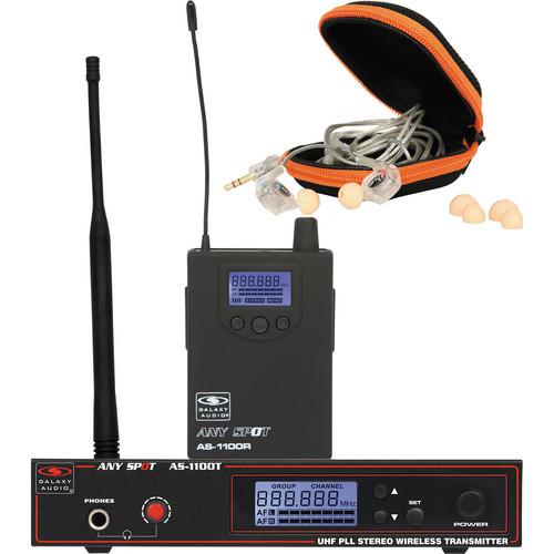 Galaxy Audio AS-1100-D Any Spot Wireless Personal Monitoring System with Pro Dual Driver Ear Buds & Case