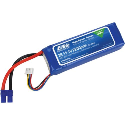 E-flite 2200mAh 3S 11.1V 30C Li-Po 13AWG EC3 Battery, E-flite, 2200mAh, 3S, 11.1V, 30C, Li-Po, 13AWG, EC3, Battery