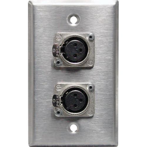RapcoHorizon SP-2DFN XLR Single Gang Wall Plate with 2 Neutrik NC3FD-L-1 Connector