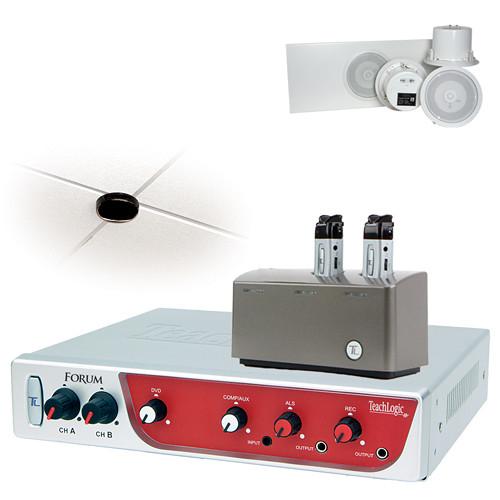 TeachLogic IRF-3655 Forum Wireless Classroom Microphone System with 2 Sapphire Mics & 4 Ceiling-Mount Speakers