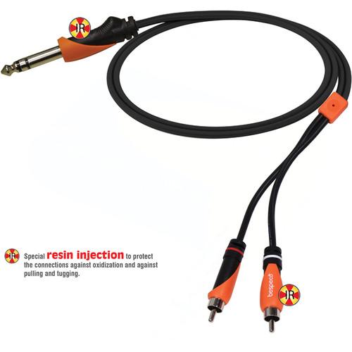 Bespeco 1 4" Stereo Jack to 2 RCA Male Interlink Cable