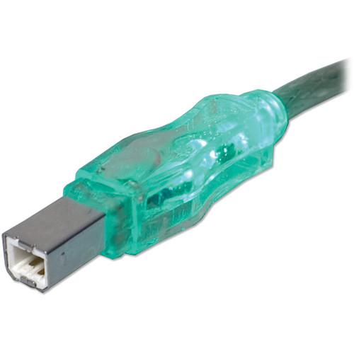 QVS USB 2.0 Male A to B Translucent Cable with Green LEDs