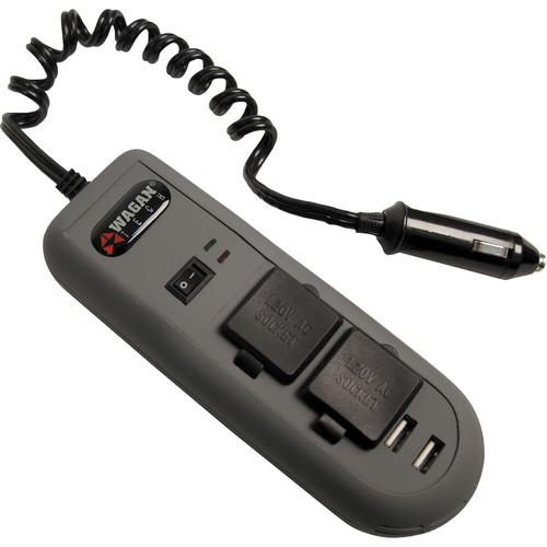 WAGAN Smart AC Power Strip Vehicle Power Adapter w 2 AC Outlets & 2 USB Ports