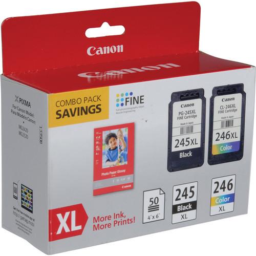 Canon PG-245XL CL-246XL Ink Cartridge Combo Pack with GP-502 Photo Paper