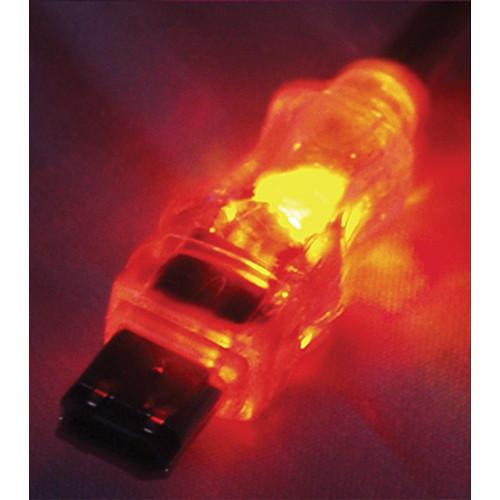 QVS FireWire i.Link 6-Pin to 4-Pin Translucent Cable with Orange LEDs