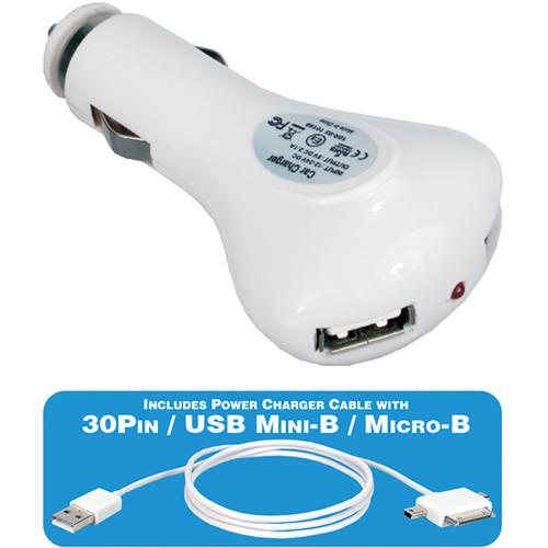 QVS USB Car Charger Kit with 3-in-1 Sync with Charger Cable