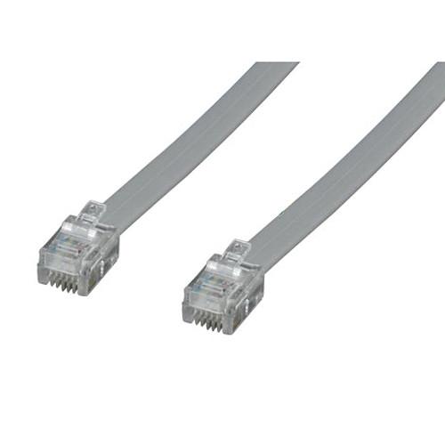 Tera Grand RJ11 Male to RJ11 Male 6P4C Silver Stain Flat Phone Cable 14