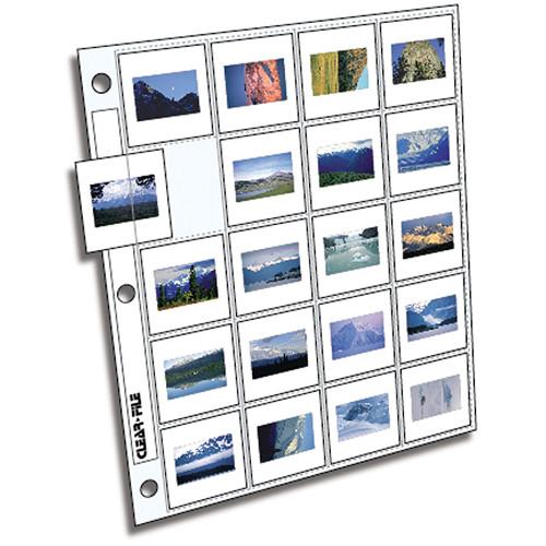ClearFile Archival-Plus Storage Page for Slides, 35mm , Holds 20 Slides, Side-Load, Clear Back - 25 Pack