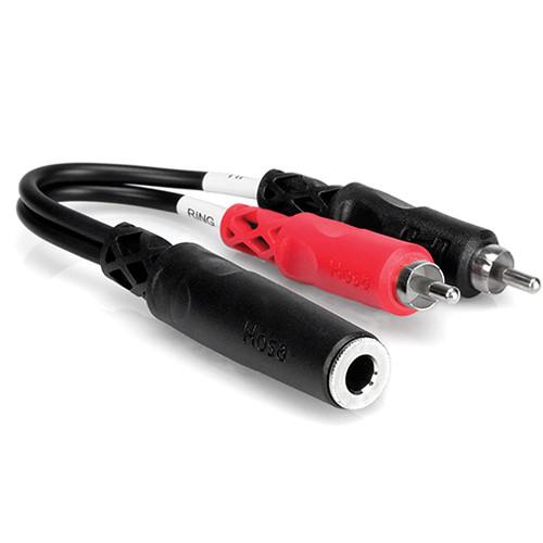 Hosa Technology Stereo 1 4" Female to 2 RCA Male Y-Cable - 6"