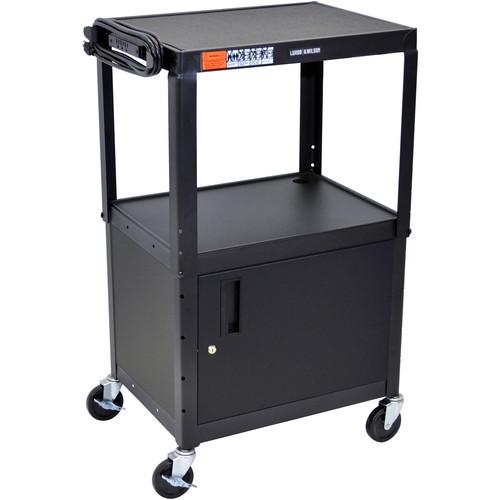 Luxor Adjustable Height Steel A V Cart With Cabinet, Luxor, Adjustable, Height, Steel, V, Cart, With, Cabinet