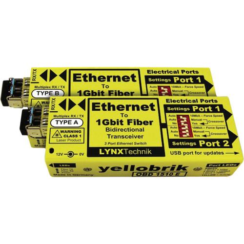 Lynx Technik AG yellobrik OBD 1510 E Ethernet to 1Gbit Fiber Bi-directional Transceiver Pair