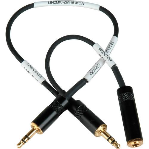 Sescom LN2MIC-ZMH6-MON 3.5mm Line to Mic DSLR Audio Cable for Zoom H6 with Headphone Monitoring Jack