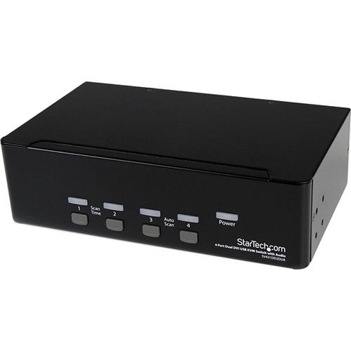 StarTech 4-Port Dual DVI 2.0 USB Hub KVM Switch with Audio