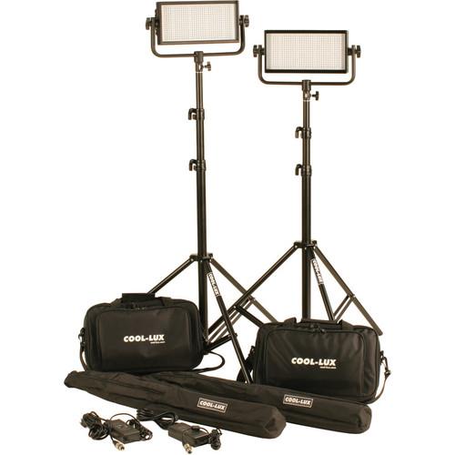 Cool-Lux CL2-1000DSV Daylight PRO Studio LED Spot 2-CL500DSV Kit with V-Mount Battery Plates