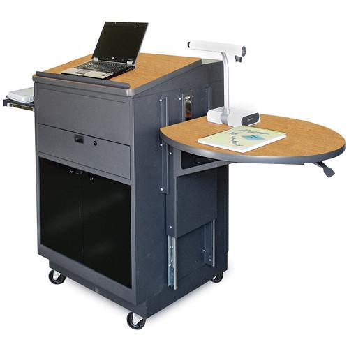 Marvel Vizion Media Center Cart with Lectern, Acrylic Door and Adjustable Platform