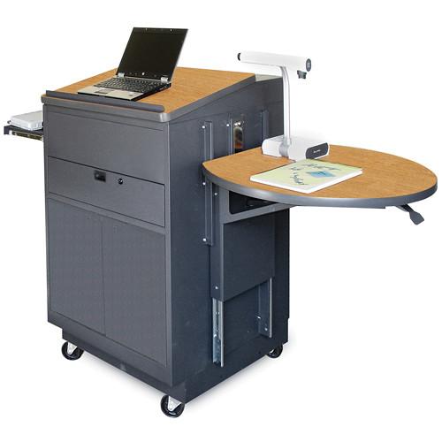 Marvel Vizion Media Center Cart with Lectern, Steel Door and Adjustable Platform
