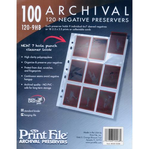 Print File 120-9HB Archival Storage Page for 9 Negatives