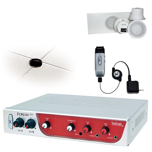 TeachLogic IRF-2150 Forum 232 Wireless Classroom Microphone System with Sapphire Mic & 4 Ceiling-Mount Speakers