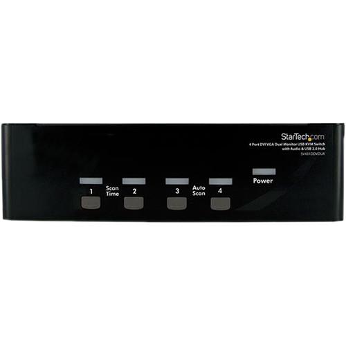 StarTech 4-Port DVI VGA Dual Monitor KVM Switch with Audio & USB Hub