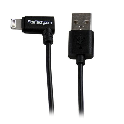 StarTech Angled Black Apple 8-pin Lightning Connector to USB Cable for iPhone iPod iPad
