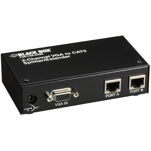 Black Box AC600A Mini VGA over CAT5 2-Port Splitter Extender Local Unit with Local Access