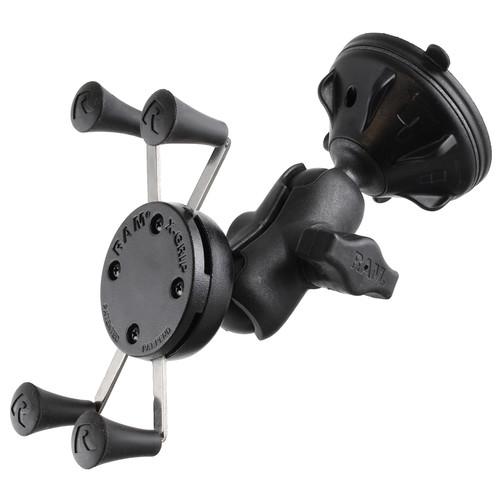 RAM MOUNTS Composite Twist Lock Suction Cup Mount with Short Double Socket Arm & Universal X-Grip Cell iPhone Holder