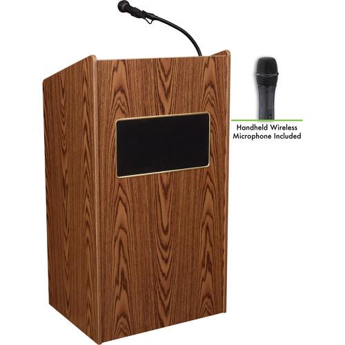 Oklahoma Sound Aristocrat Floor Lectern with Sound System and Wireless Handheld Microphone